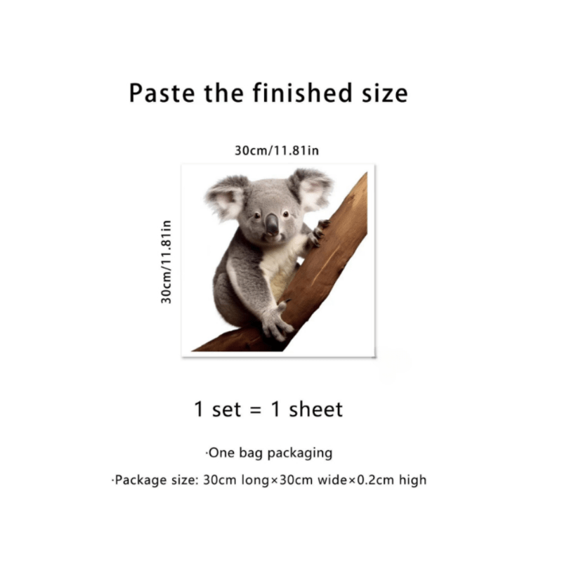 Koala Window Stickers Realistic Animal Decor Double Sided Static Decal