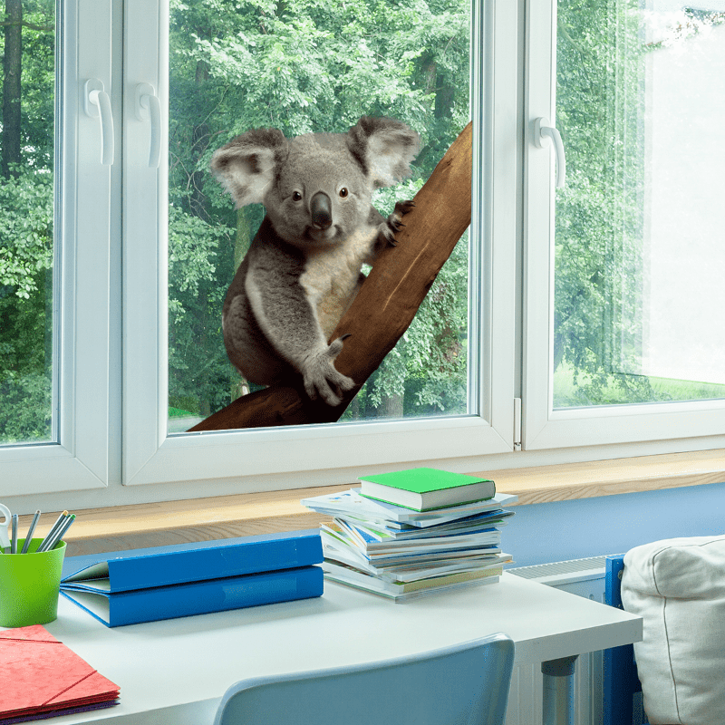 Koala Window Stickers Realistic Animal Decor Double Sided Static Decal