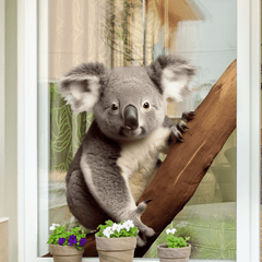 Koala Window Stickers Realistic Animal Decor Double Sided Static Decal