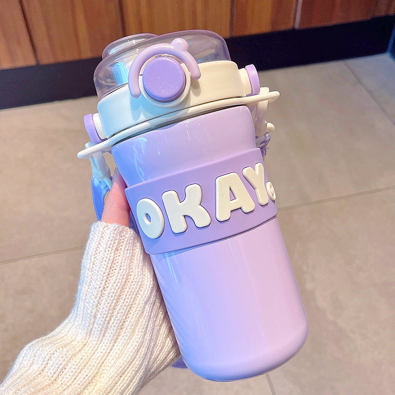 Portable Insulated Water Cup With Straw 635ml 21.47oz