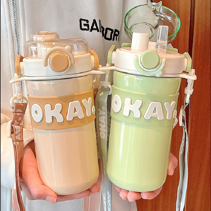 Portable Insulated Water Cup With Straw 635ml 21.47oz