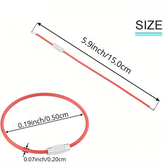 16pcs Stainless Steel Cable Key Ring for Outdoor Hiking Camping ID Tags