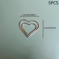 5pcs Mini Love Paper Clips in Rose Gold Color