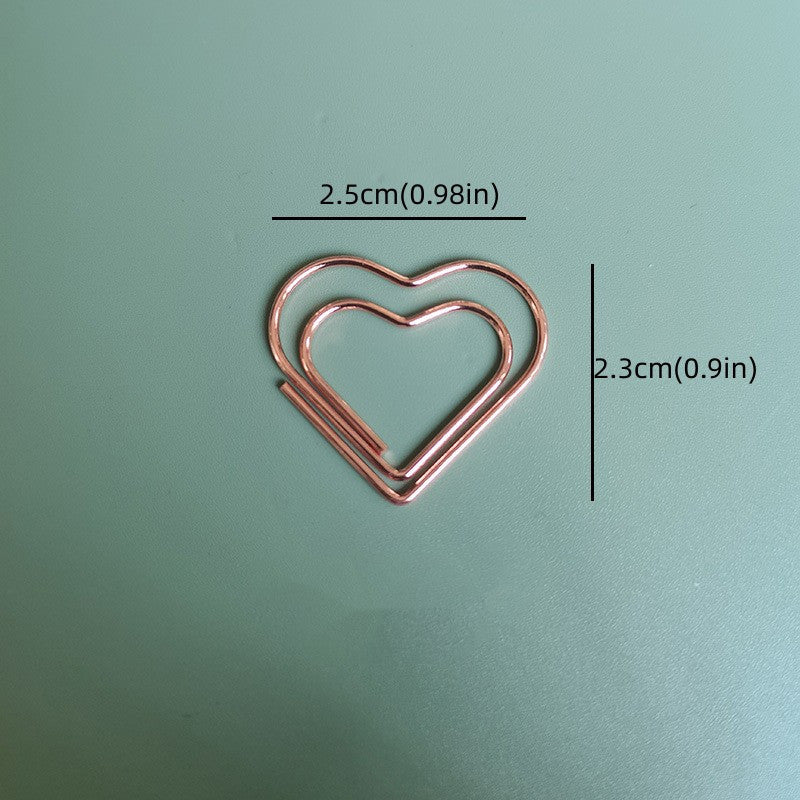 5pcs Mini Love Paper Clips in Rose Gold Color