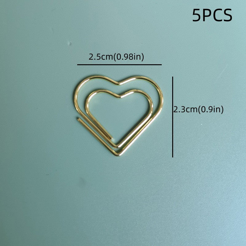 5pcs Mini Love Paper Clips in Rose Gold Color
