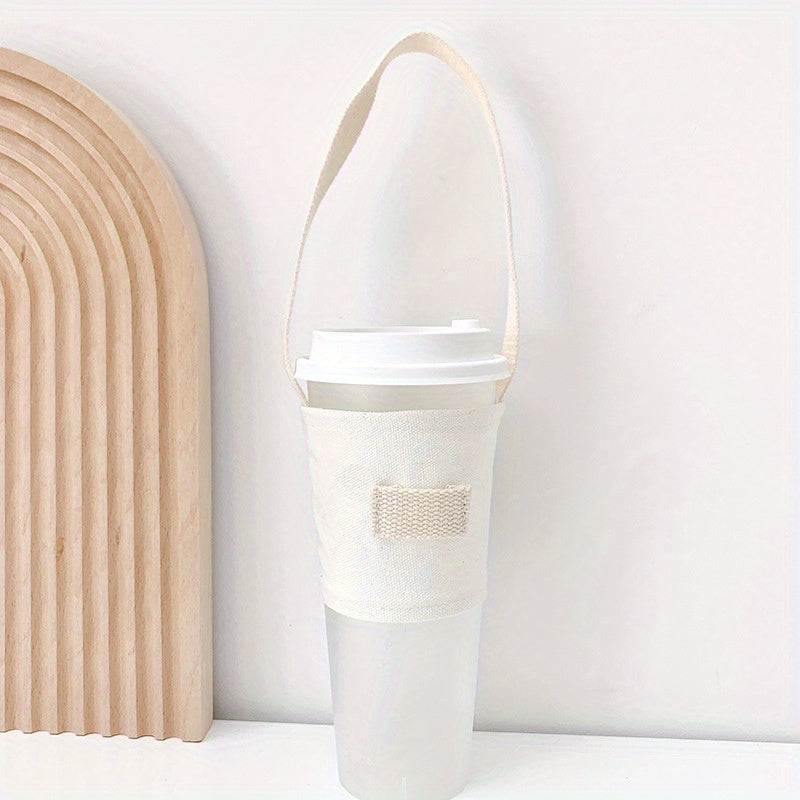 Insulated Cup Canvas Sleeve with Carry Strap - Portable Cup Holder