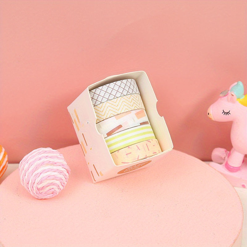 5 Rolls Macaron Basic Printing Washi Tape Set