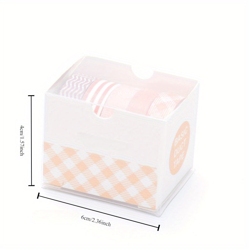 5 Rolls Macaron Basic Printing Washi Tape Set