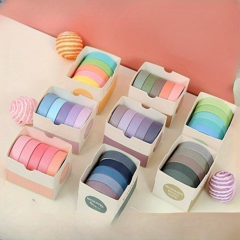 5 Rolls Macaron Basic Printing Washi Tape Set