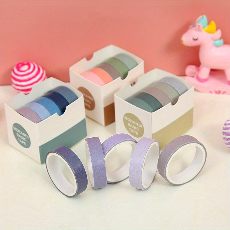 5 Rolls Macaron Basic Printing Washi Tape Set