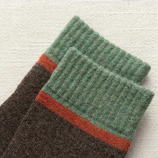 5 Pairs Men's Wool Blend Crew Socks Warm & Cozy for Autumn Winter