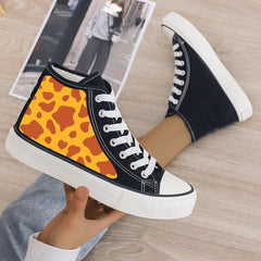 Leopard Print Plush Lined Thermal Chunky Canvas Sneakers