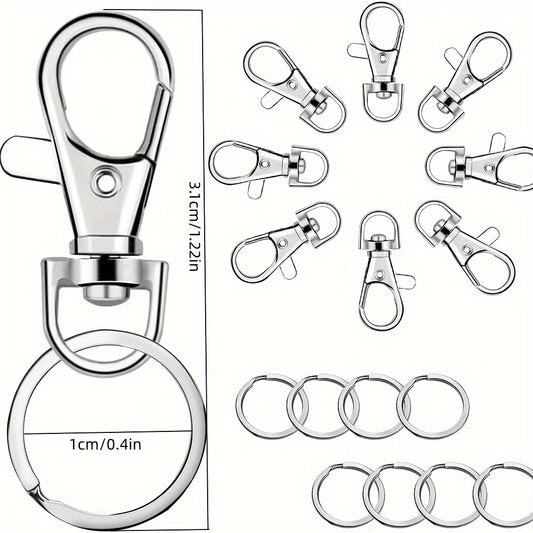 10pcs Key Chain Hooks With Key Rings, 25 Metal Lobster Claw Rings