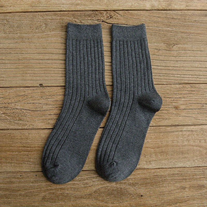 Men's Solid Crew Socks Breathable Comfy Casual Unisex Socks