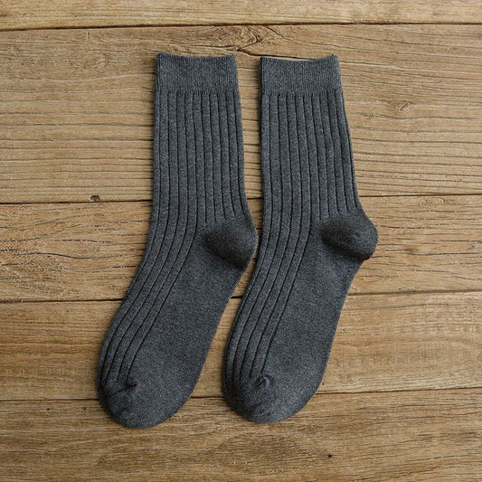 Men's Solid Crew Socks Breathable Comfy Casual Unisex Socks