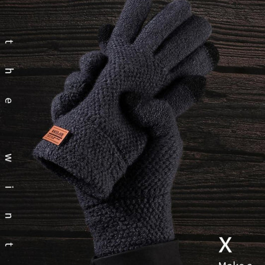 Touch Screen Knitted Winter Cycling Gloves Plus Velvet Warmth