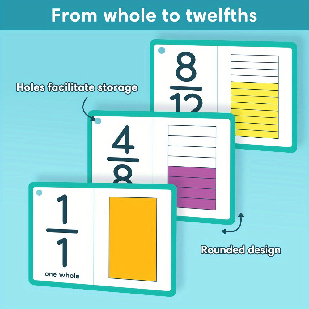 35pcs LACHILLY Double Sided Fraction Flash Cards Educational Math Learning Tool