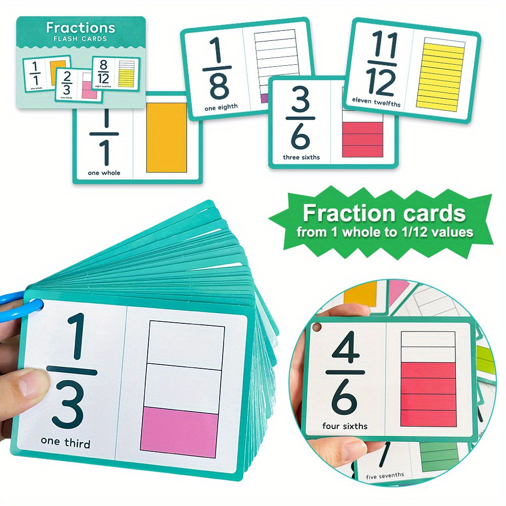 35pcs LACHILLY Double Sided Fraction Flash Cards Educational Math Learning Tool