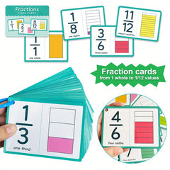 35pcs LACHILLY Double Sided Fraction Flash Cards Educational Math Learning Tool