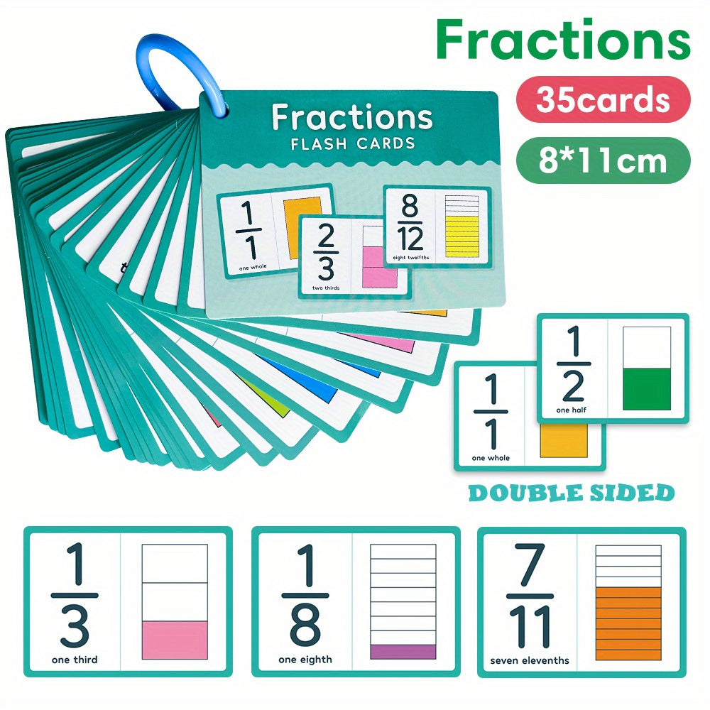 35pcs LACHILLY Double Sided Fraction Flash Cards Educational Math Learning Tool