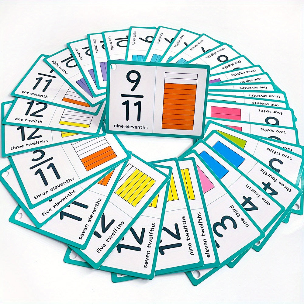 35pcs LACHILLY Double Sided Fraction Flash Cards Educational Math Learning Tool