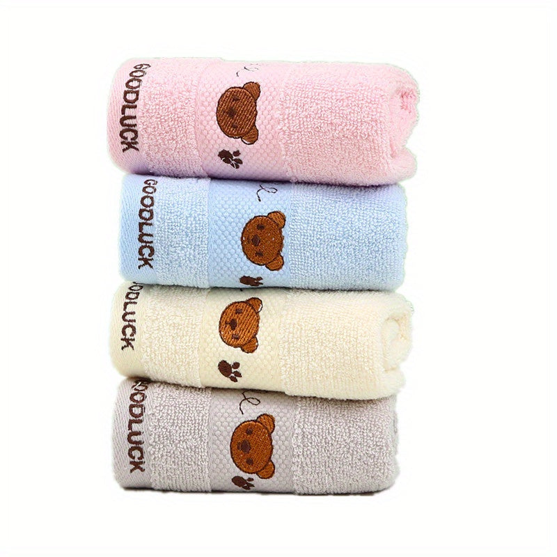 4pcs Bear Embroidered Face Cleaning Towels
