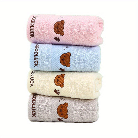 4pcs Bear Embroidered Face Cleaning Towels
