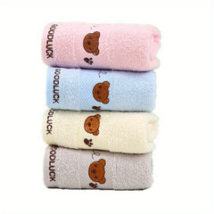 4pcs Bear Embroidered Face Cleaning Towels