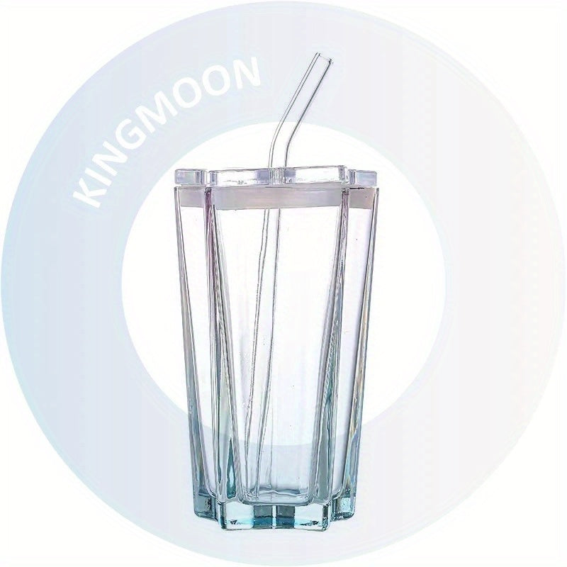 Ramadan Creative Glass Cup with Lid and Straw