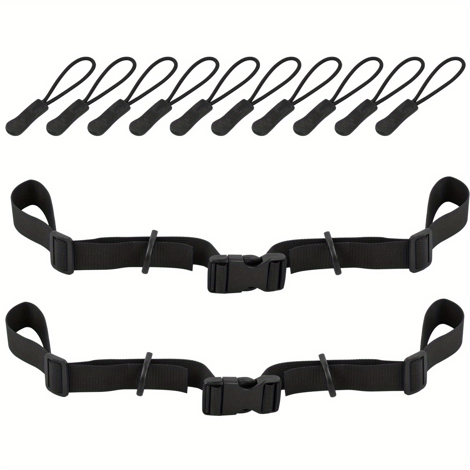 Adjustable Chest Straps & Zipper Pulls for Backpack Hiking - 12pcs