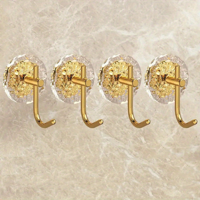 4pcs Acrylic Wall Hook Adhesive Punch Hanging Hook