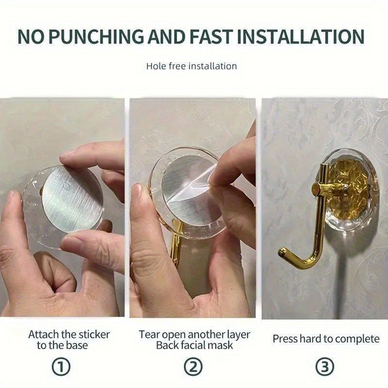 4pcs Acrylic Wall Hook Adhesive Punch Hanging Hook