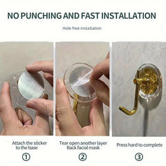 4pcs Acrylic Wall Hook Adhesive Punch Hanging Hook
