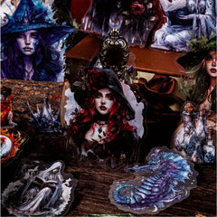Gothic Style Witch Stickers PET Waterproof Material