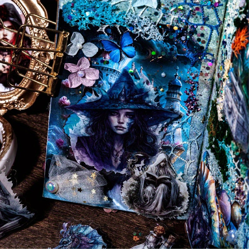 Gothic Style Witch Stickers PET Waterproof Material