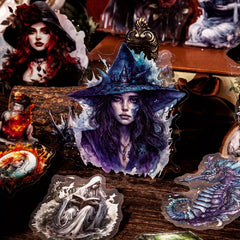 Gothic Style Witch Stickers PET Waterproof Material