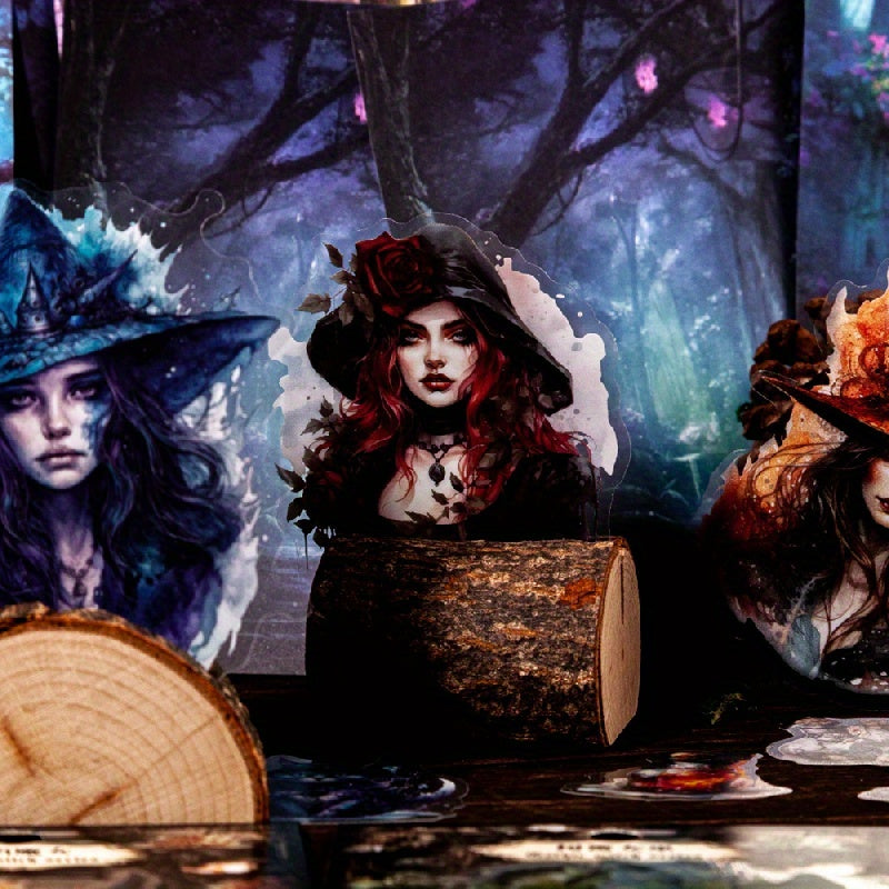 Gothic Style Witch Stickers PET Waterproof Material