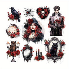 Gothic Style Witch Stickers PET Waterproof Material