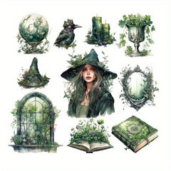 Gothic Style Witch Stickers PET Waterproof Material