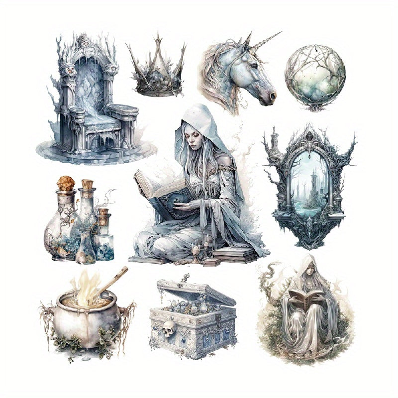 Gothic Style Witch Stickers PET Waterproof Material