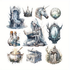 Gothic Style Witch Stickers PET Waterproof Material