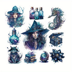 Gothic Style Witch Stickers PET Waterproof Material