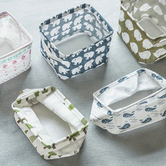 2pcs Small Fresh Fabric Desktop Storage Box Organizer