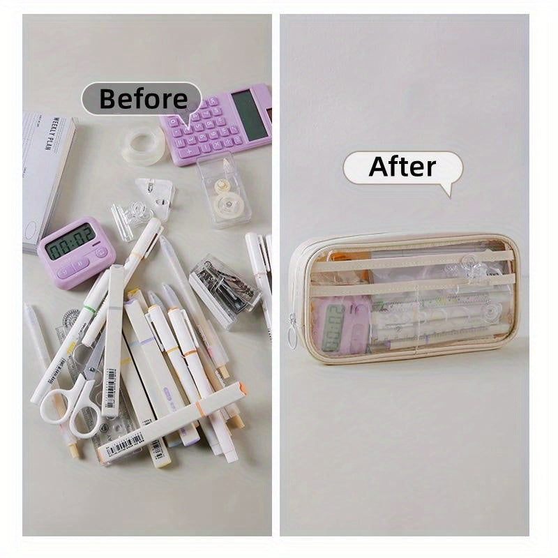 Transparent Pencil Case Pen Bag Layer Stationery Storage Bag