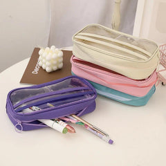 Transparent Pencil Case Pen Bag Layer Stationery Storage Bag