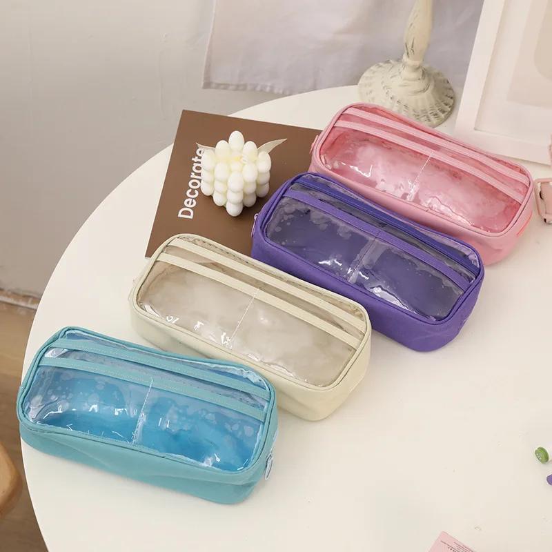 Transparent Pencil Case Pen Bag Layer Stationery Storage Bag