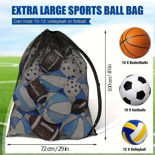 Adjustable Mesh Sports Bag Shoulder Strap Holds Tennis Soccer Football Volleybal