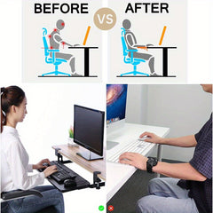 Ergonomic Clamp Keyboard Tray Under Desk Slide-Out Mouse Platform Easy Assembly