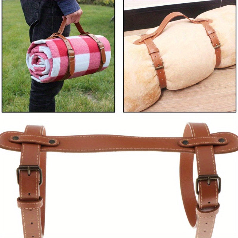 Adjustable PU Leather Blanket Yoga Mat Strap for All Bags