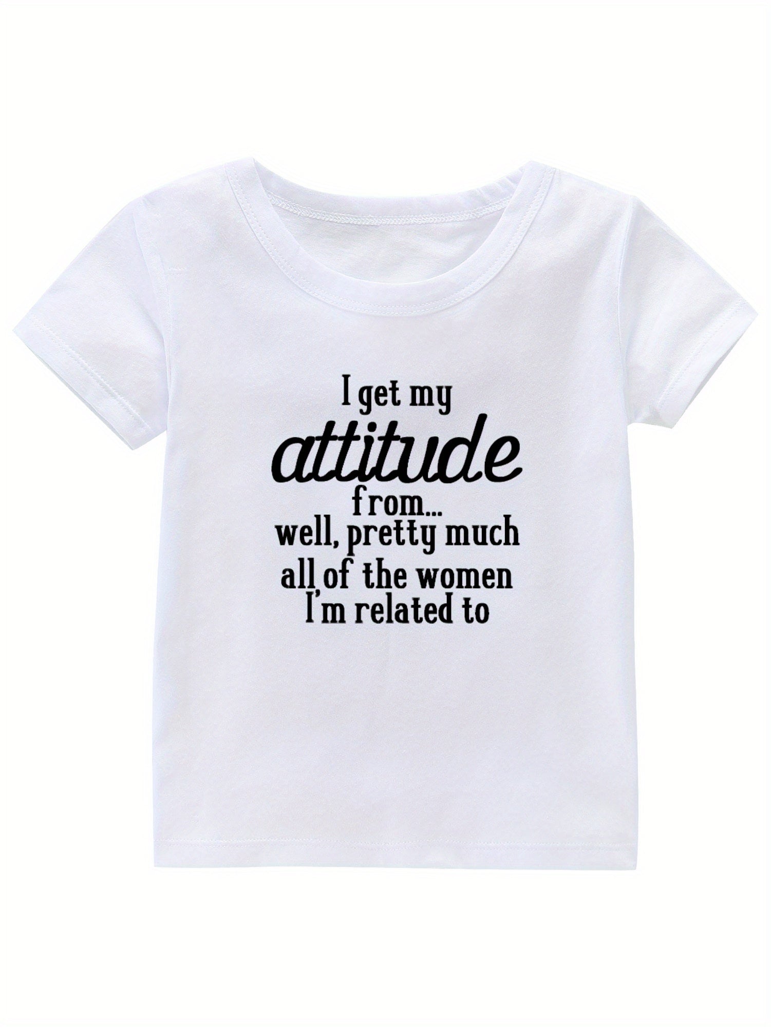 Attitude Print Girl's Cotton T shirt Casual Tee For Summer